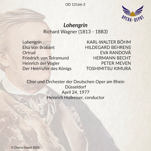 Wagner: Lohengrin - Böhm, Behrens, Randová, Becht, Meven; Hollreiser. Düsseldorf, 1977