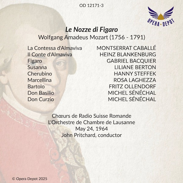 Mozart: Le Nozze di Figaro - Caballé, Bacquier, Berton, Blankenburg, Steffek; Pritchard. Lausanne, 1964
