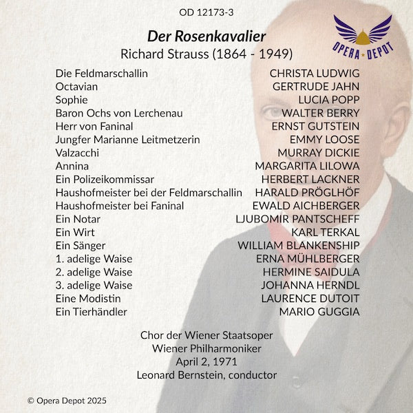 Strauss: Der Rosenkavalier - Ludwig, Jahn, Popp, Berry, Loose; Bernstein. Wien, 1971