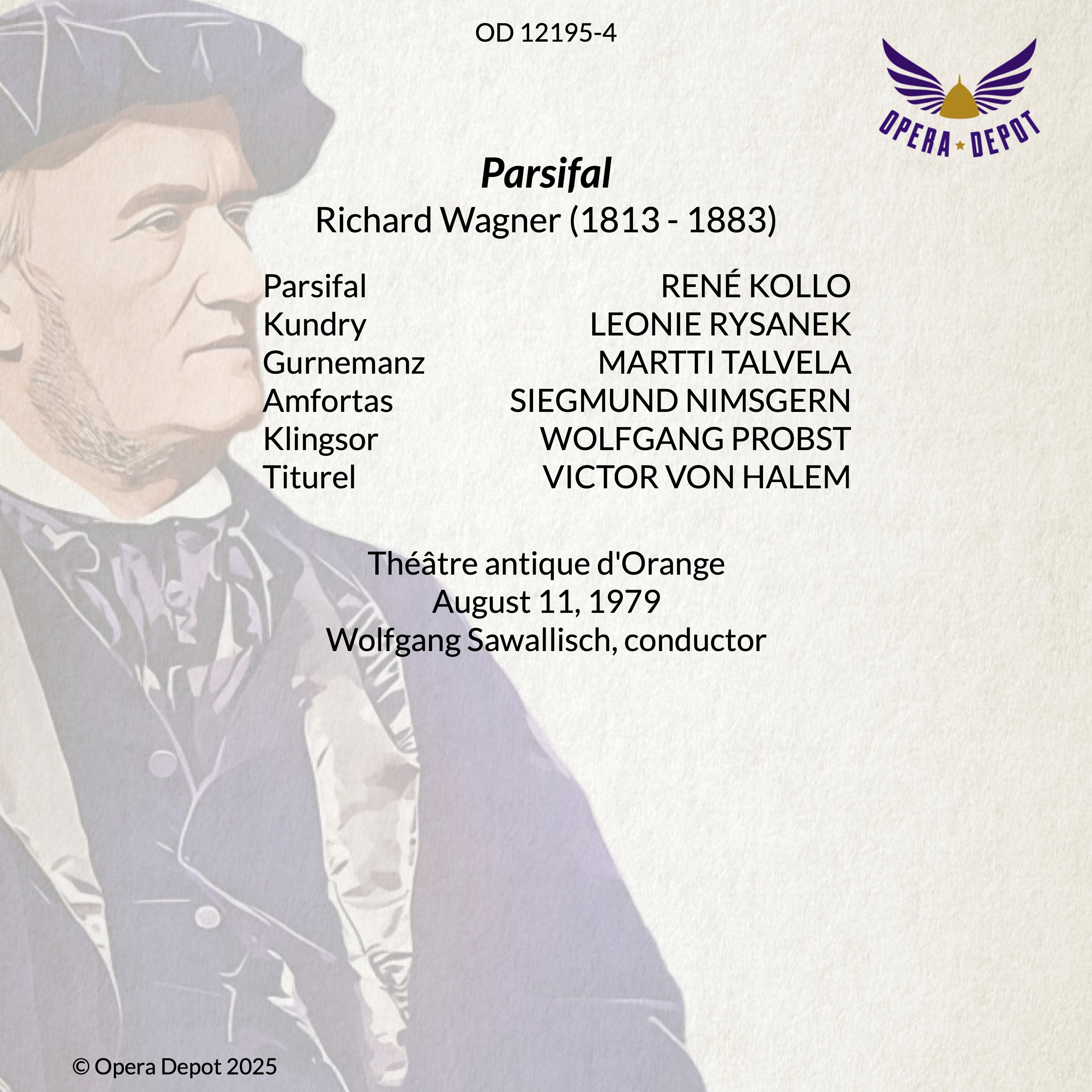 Wagner: Parsifal - Kollo, Rysanek, Talvela, Nimsgern; Sawallisch. Orange, 1979