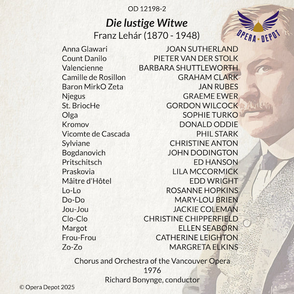 Lehár: Die lustige Witwe (In English) - Sutherland, Van Der Stolk, Clark, Shuttleworth, Elkins; Bonynge. Vancouver, 1976