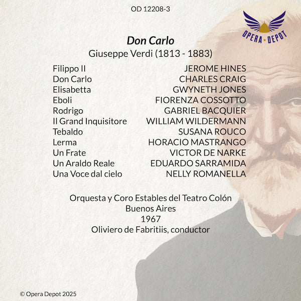 Verdi: Don Carlo - Prevedi, Jones, Cossotto, Bacquier, Hines; De Fabritiis. Buenos Aires, 1967
