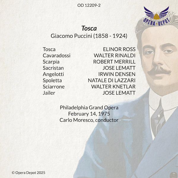 Puccini: Tosca - Ross, Rinaldi, Merrill, Densen; Moresco. Philadelphia, 1975