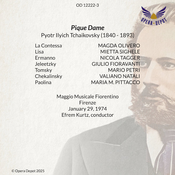 Tchaikovsky: Pique Dame - Tagger, Sighele, Olivero, Petri, Fioravanti; Kurtz. Firenze, 1974