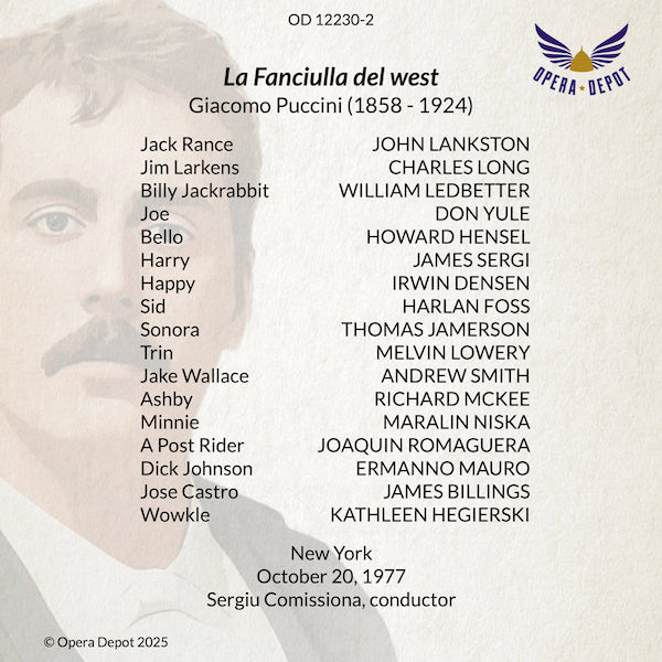 Puccini: La Fanciulla del west - Niska, Mauro, Lankston, Comissiona. New York, 1977