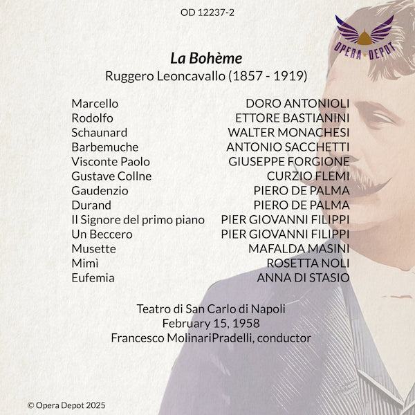 Leoncavallo: La Bohème - Bastianini, Antonioli, Masini, Noli, De Palma; Molinari-Pradelli. Napoli, 1958