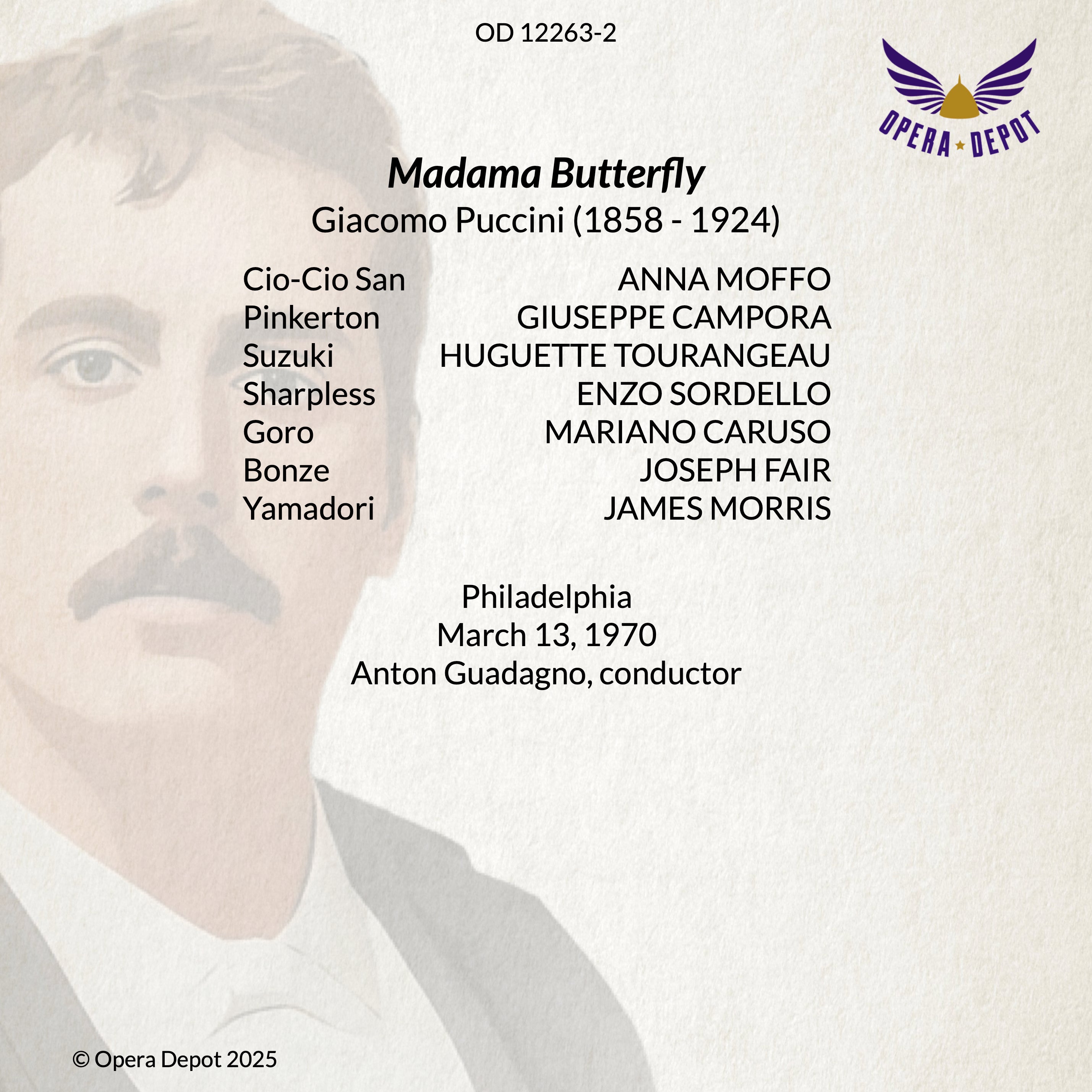Puccini: Madama Butterfly - Moffo, Campora, Tourangeau, Sordello, Morris; Guadagno. Philadelphia, 1970