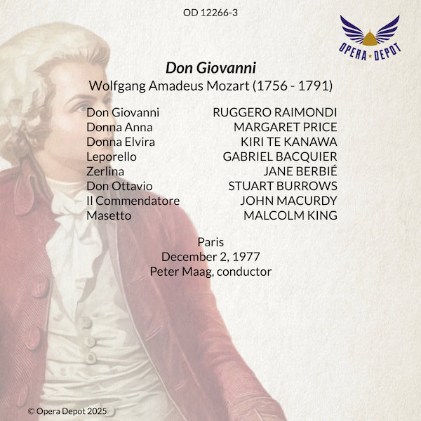 Mozart: Don Giovanni - R. Raimondi, M. Price, Te Kanawa, Bacquier, Burrows, Berbié; Maag. Paris, 1977