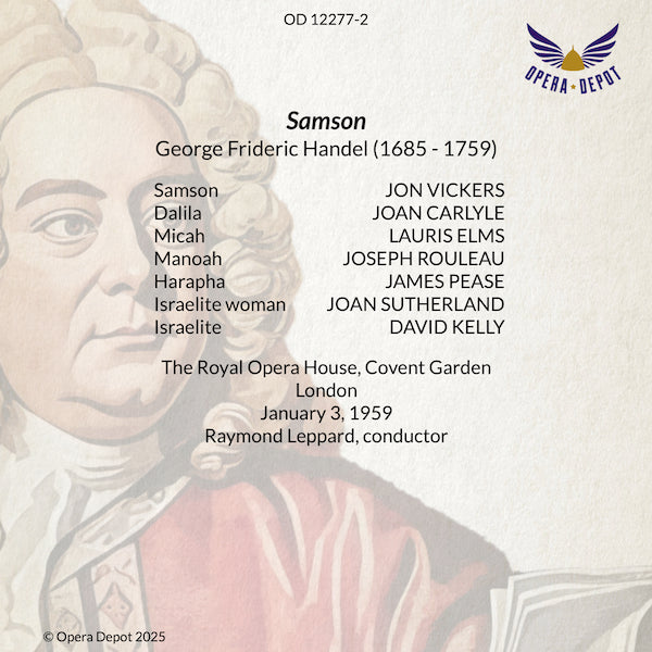 Handel: Samson - Vickers, Carlyle, Sutherland, Rouleau; Leppard. London, 1959