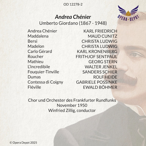 Giordano: Andrea Chénier (In German) - Cunitz, Friedrich, Kronenberg, Ludwig; Zillig. Frankfurt, 1950