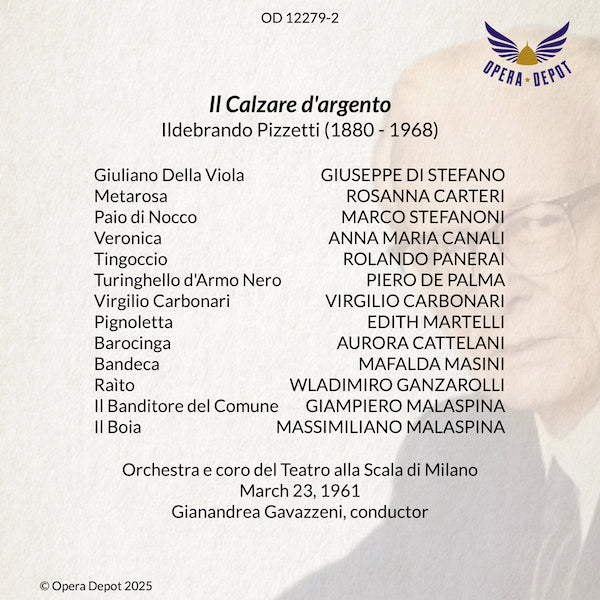 Pizzetti: Il Calzare d'argento (World Premiere) - Di Stefano, Carteri, Panerai, Gavazzeni. Milano, 1961
