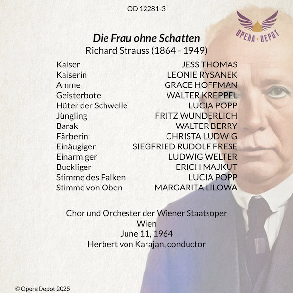 Strauss: Die Frau ohne Schatten - Rysanek, Thomas, Ludwig, Berry, Hoffman, Wunderlich, Popp; Karajan. Wien, 1964