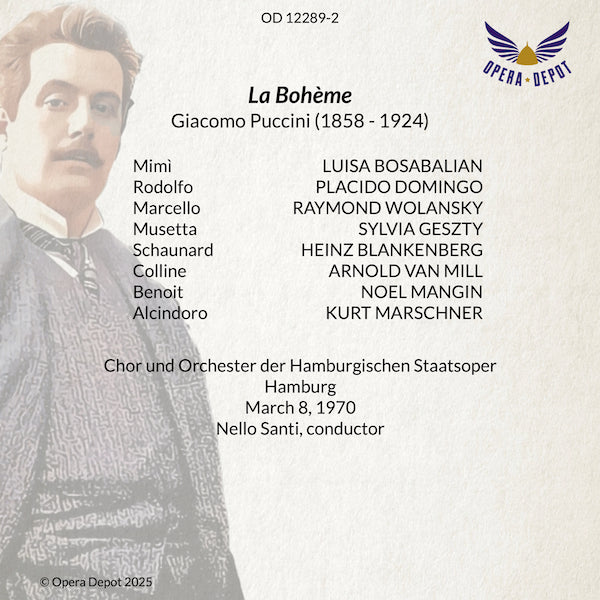 Puccini: La Bohème - Bosabalian, Domingo, Geszty, Wolansky, Blankenburg; Santi. Hamburg, 1970