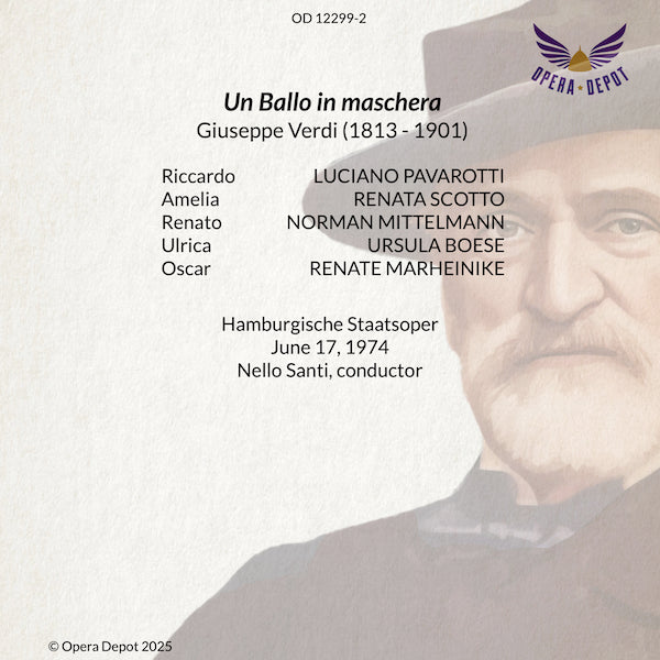 Verdi: Un Ballo in maschera - Pavarotti, Scotto, Mittelmann, Boese; Santi. Hamburg, 1974