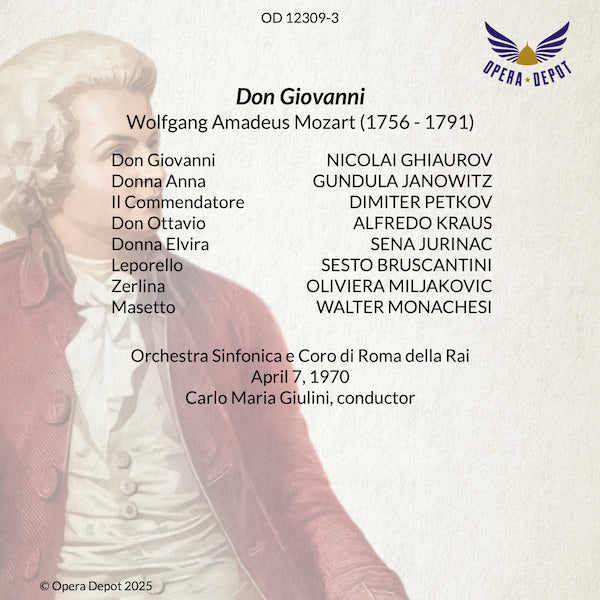 Mozart: Don Giovanni - Ghiaurov, Janowitz, Jurinac, Kraus, Bruscantini, Miljakovic; Giulini. Roma, 1970