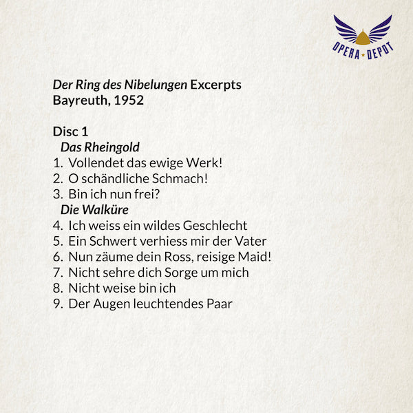 Wagner: Der Ring des Nibelungen (Excerpts) - Varnay, Hotter, Uhde, Aldenhoff, Borkh, Greindl, Mödl; Keilberth. Bayreuth, 1952