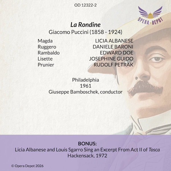 Puccini: La Rondine - Albanese, Baroni, Doe, Guido; Bamboscheck. Philadelphia, 1961