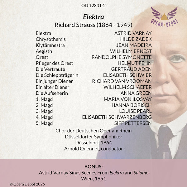 Strauss: Elektra - Varnay, Zadek, Madeira, Symonette, Ernest; Quennet. Düsseldorf, 1964