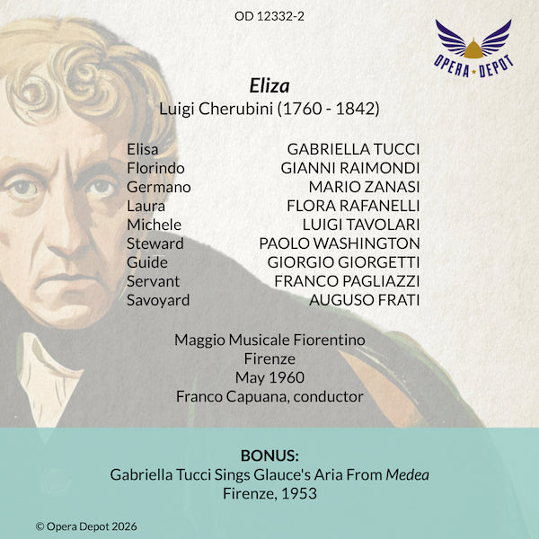 Cherubini: Eliza (In Italian) - Tucci, G. Raimondi, Zanasi, Washington; Capuana. Firenze, 1960
