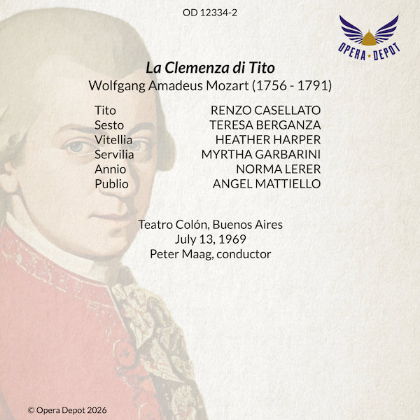 Mozart: La Clemenza di Tito - Casellato, Berganza, Harper, Garbarini; Maag. Buenos Aires, 1969