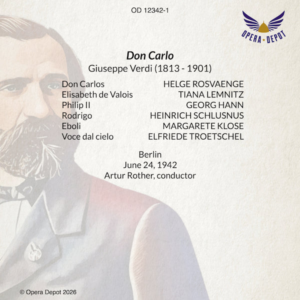 Verdi: Don Carlo (Excerpts in German) - Rosvaenge, Lemnitz, Klose, Schlusnus, Hann; Rother. Berlin, 1942