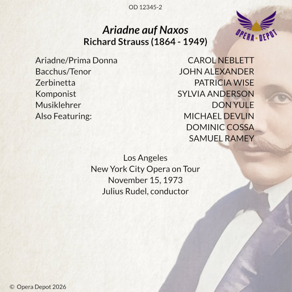 Strauss: Ariadne auf Naxos (In German and English) - Neblett, Alexander, Wise, Anderson, Cossa, Ramey; Rudel, 1973