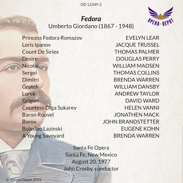 Giordano: Fedora (In English) - Lear, Trussel, D. Perry; Crosby. 1977