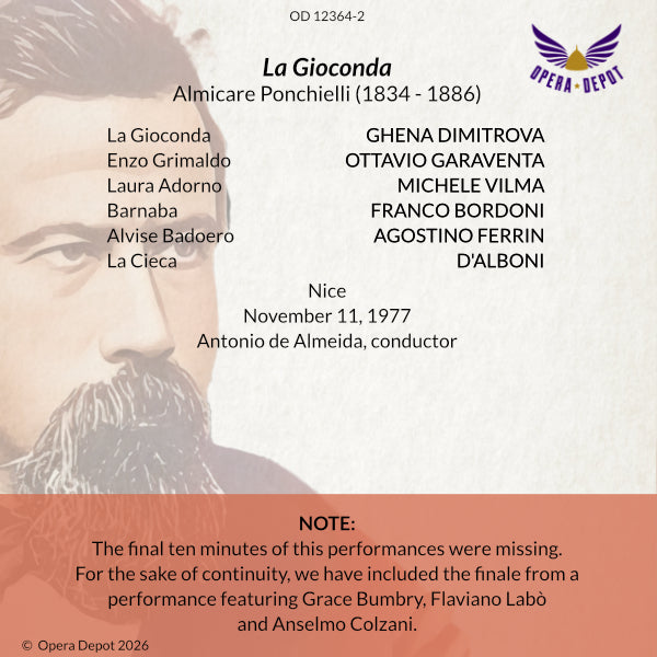 Ponchielli: La Gioconda - Dimitrova, Garaventa, Bordoni; de Almeida. Nice, 1977