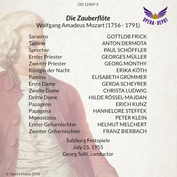 Mozart: Die Zauberflöte - Grümmer, Dermota, Frick, Kunz, Köth, Schöffler; Solti. Salzburg, 1955