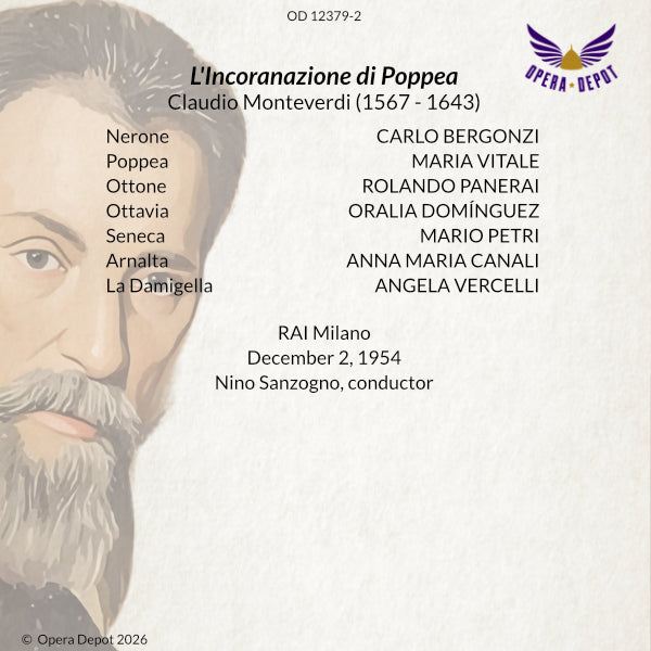 Monteverdi: L'incoronazione di Poppea - Vitale, Bergonzi, Domínguez, Panerai, Petri; Sanzogno. Milano, 1954