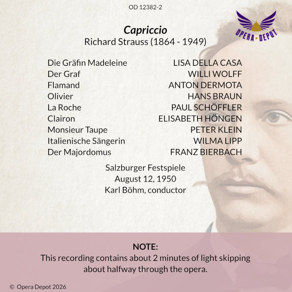 Strauss: Capriccio - Della Casa, Dermota, Schöffler, Höngen, Braun, Lipp; Böhm. Salzburg, 1950