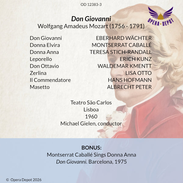 Mozart: Don Giovanni - Wächter, Stich-Randall, Caballé, Kunz, Kmentt, Otto; Gielen. Lisboa, 1960
