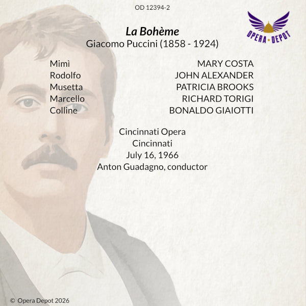Puccini: La Bohème - Costa, Alexander, Brooks, Torigi, Giaiotti; Guadagno. Cincinnati, 1966