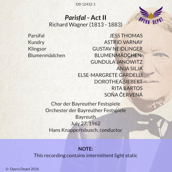 Wagner: Parsifal (Act II) - Thomas, Varnay, Neidlinger, Silja, Janowitz; Knappertsbusch. Bayreuth, 1962