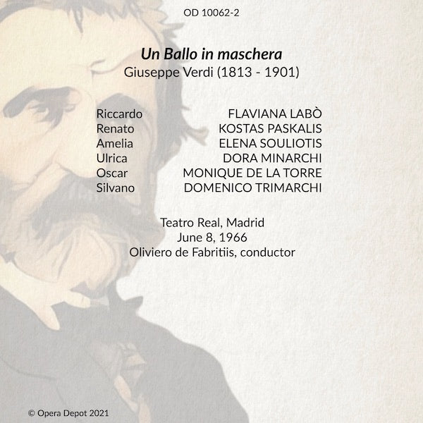 Verdi: Un ballo in Maschera - Souliotis, Labò, Paskalis, Minarchi, de la Torre; De Fabritiis.  Madrid, 1966