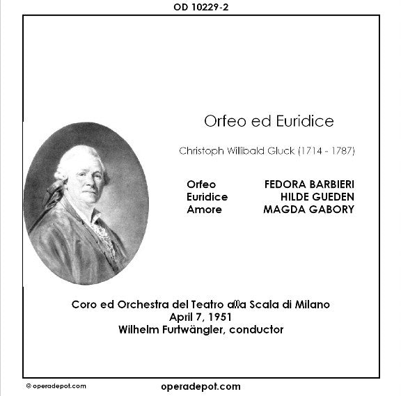 Gluck: Orfeo ed Euridice - Barbieri, Gueden, Gabory; Furtwängler.  Milano, 1951