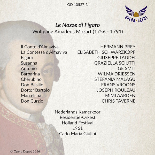 Mozart: Le Nozze di Figaro - Taddei, Schwarzkopf, Prey, Sciutti, Malagù, Rouleau; Guilini.  Holland, 1961
