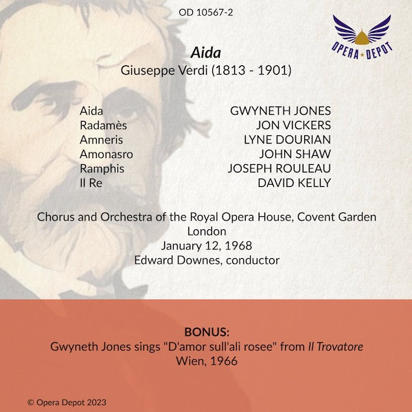 Verdi: Aida - Jones, Vickers, Dourian, Shaw, Rouleau; Downes.  London, 1968