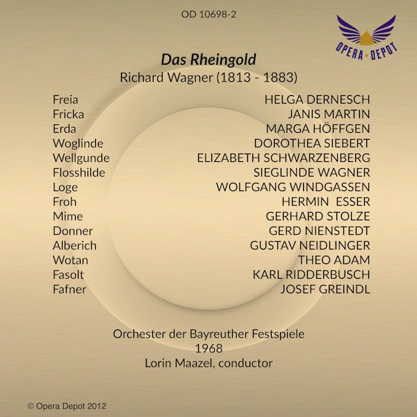 Wagner: Das Rheingold - Adam, Martin, Dernesch, Windgassen, Neidlinger, Ridderbusch, Greindl; Maazel.  Bayreuth, 1968