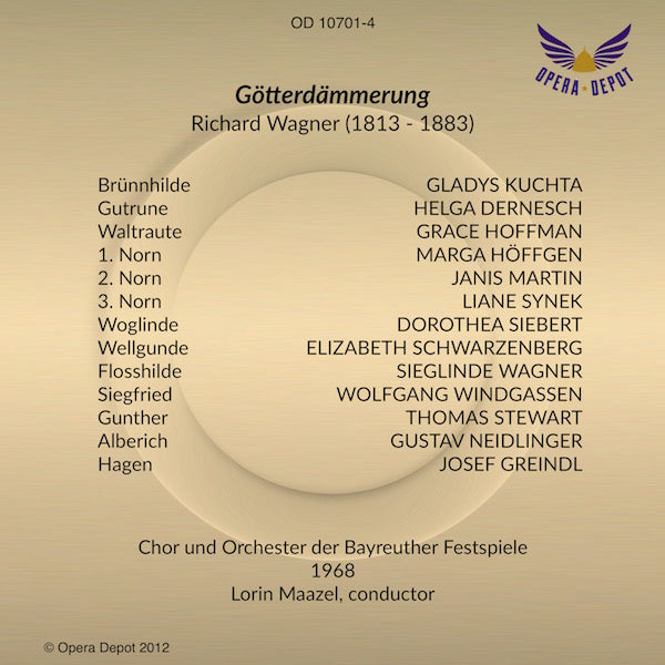 Wagner: Der Ring des Nibelungen - Kuchta/Lindholm, Windgassen/Parly, Adam/Greindl; Maazel.  Bayreuth, 1968