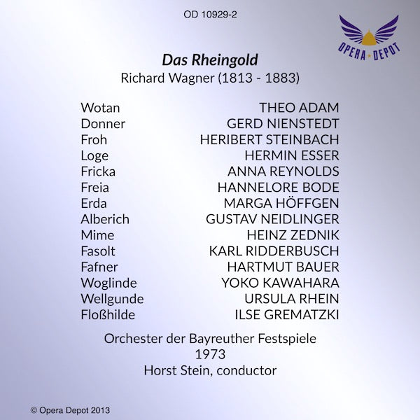 Wagner: Der Ring des Nibelungen - Lindholm, Schröder-Feinen, Ligendza, Cox, Adam, Ridderbusch, Jones, Brenneis; Stein.  Bayreuth, 1973