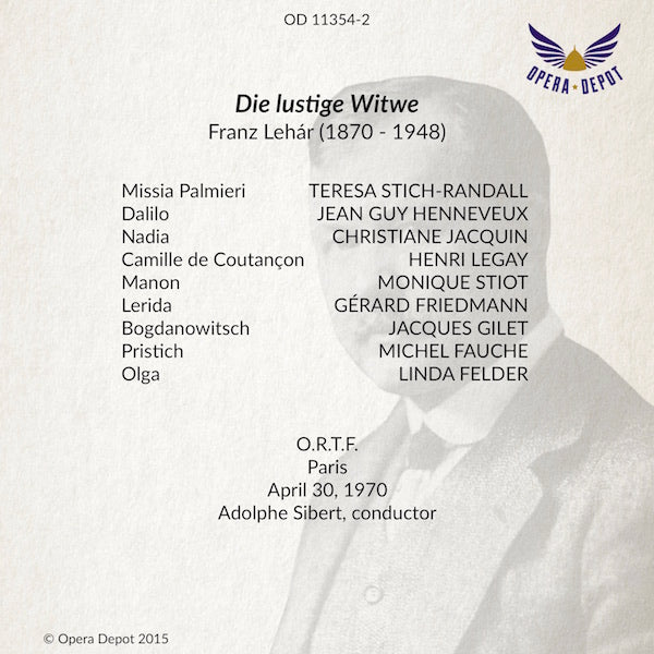 Lehar: Die lustige Witwe (In French) - Stich-Randall, Henneveux, Jacquin, Legay; Sibert. Paris, 1970
