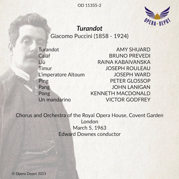 Puccini: Turandot - Shuard, Prevedi, Kabaivanska, Rouleau, Glossop; Downes. London, 1963