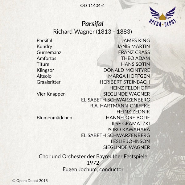 Wagner: Parsifal - King, Martin, Crass, Adam, McIntyre, Sotin; Jochum. Bayreuth, 1972