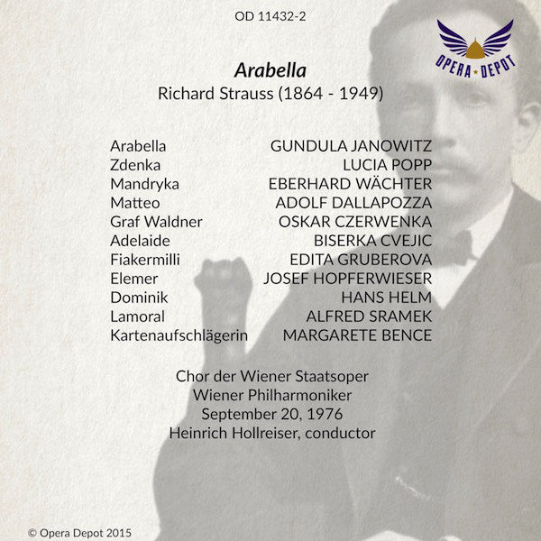 Strauss: Arabella - Janowitz, Wächter, Popp, Dallapozza, Gruberova, Cvejic; Hollreiser. Wien, 1976