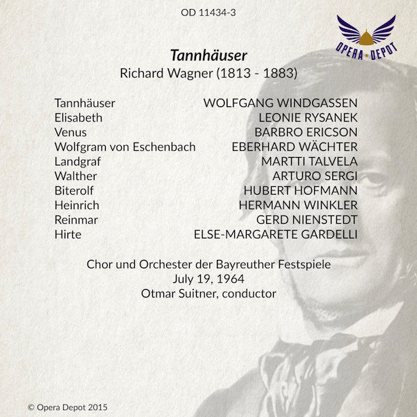 Wagner: Tannhäuser - Windgassen, Rysanek, Ericson, Wächter, Talvela; Suitner. Bayreuth, 1964