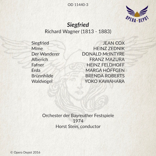 Wagner: Der Ring des Nibelungen - Jones, Cox, McIntyre, Knie, Roberts, Brenneis, Ridderbusch, Mazura, Reynolds; Stein. Bayreuth, 1974