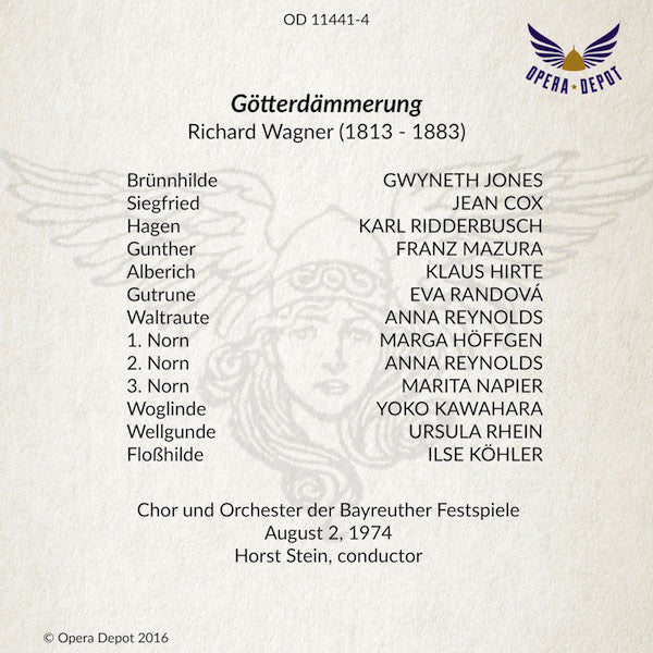 Wagner: Götterdämmerung - Jones, Cox, Ridderbusch, Mazura, Randová, Reynolds; Stein. Bayreuth, 1974