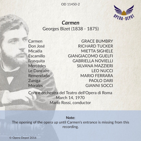 Bizet: Carmen - Bumbry, Tucker, Singhele, Guelfi, Nucci; Rossi. Roma, 1970