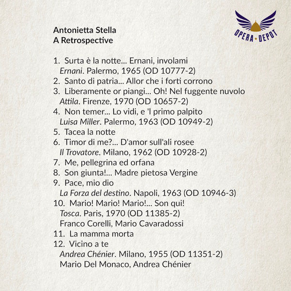 Compilation: Antonietta Stella - Arias from Attila, Ernani, Il Trovatore, Forza, Luisa Miller, Tosca & Andrea Chenier